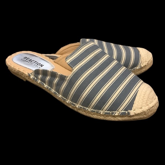 Kenneth Cole Reaction Shoes - Kenneth Cole Reaction Blue & White Striped Espadrille Slide Sandals/ Size 9